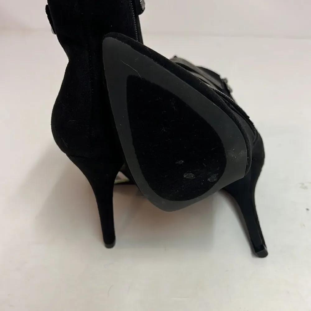 Venus sexy stiletto ankle boots with‎ metal graphite hardware D15